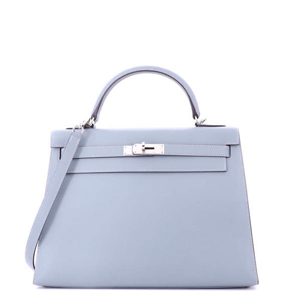Hermes Kelly 32 Blue Epsom with Palladium Hardware - Picture 1 of 8